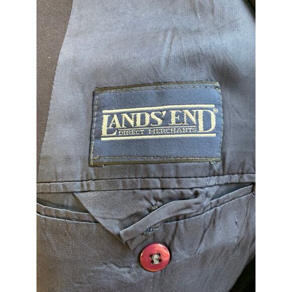 Lands' End Men's 100% Wool Blazer Jacket Long Sleeve Black Size 42R - Picture 3 of 5